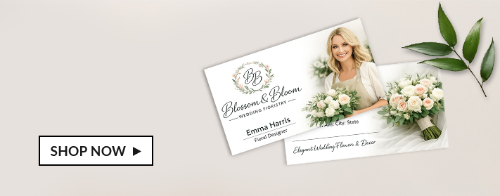 front of business card and back of business cards on table